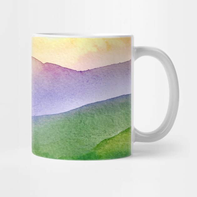Watercolor mountains at dawn by pickledpossums